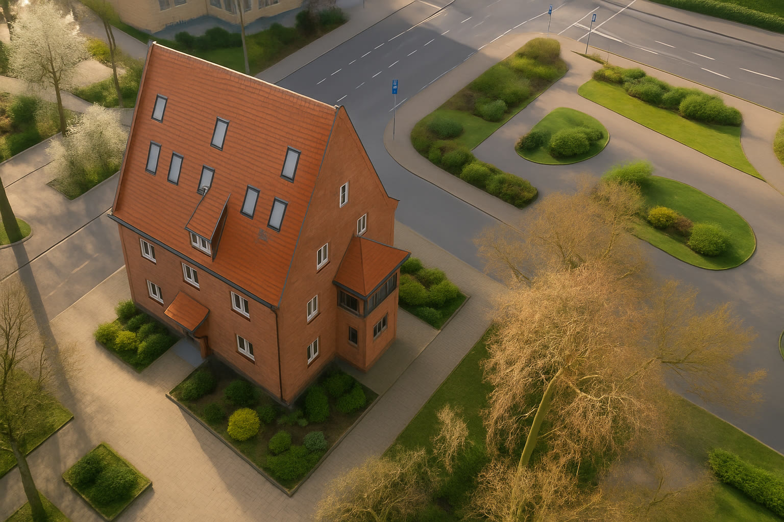 Luftaufnahme der Pension Havelbucht in Potsdam